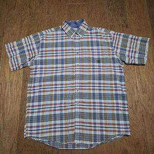 Cinch Shirt Mens M Multicolor Plaid  Button Down Short Sleeve Western Casual